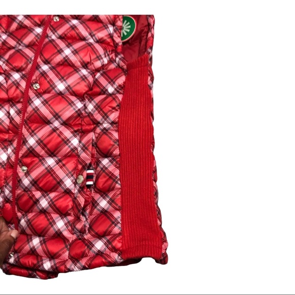 Tommy Hilfiger red plaid tufted quilted‎ fitted puffy puffer vest size XS new - Picture 13 of 13